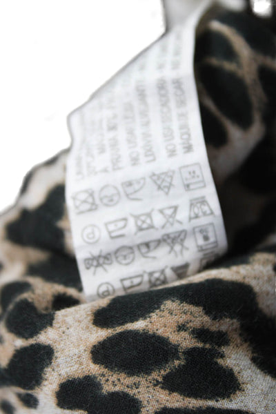 Zara Women Animal Print Collared Cotton Blouse Long Sleeve Multi Size S