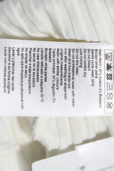 Ba&Sh Women Basic White Cotton V-Neck Short Sleeve T-Shirt Size 2