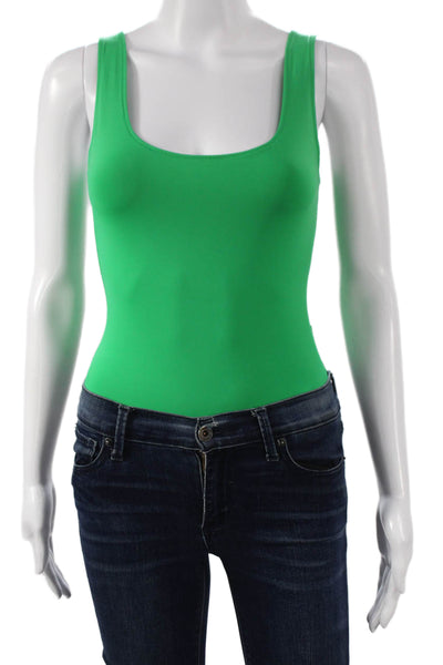 Zara Womens Green Nylon Square Neck Sleeveless One Piece Bodysuit Size M