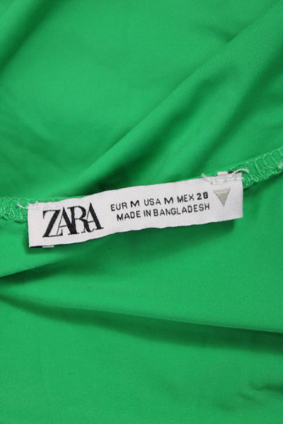 Zara Womens Green Nylon Square Neck Sleeveless One Piece Bodysuit Size M