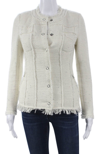 Rebecca Taylor Women Ivory Basic Jacket Long Sleeve Button Size 0