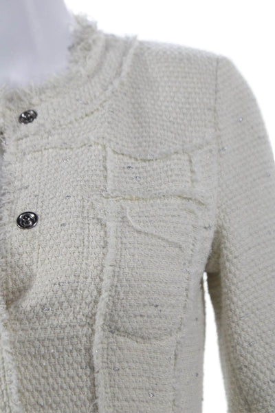 Rebecca Taylor Women Ivory Basic Jacket Long Sleeve Button Size 0