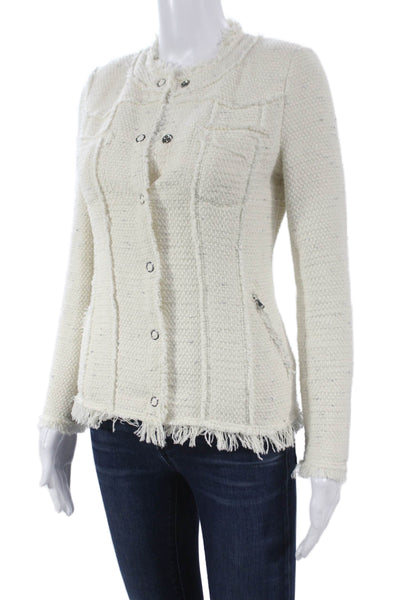 Rebecca Taylor Women Ivory Basic Jacket Long Sleeve Button Size 0