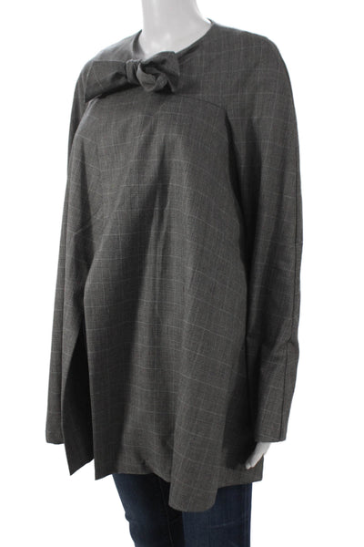 Gretchen Scott Designs Women Plaid Tunic Round Neck Long Sleeve Size XS