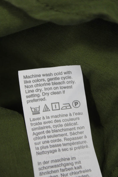 J Crew Women Shirt Dress Green Collared Button Short Sleeve Utility Size 2
