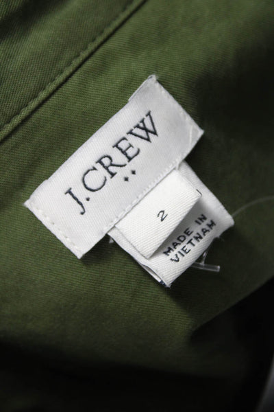 J Crew Women Shirt Dress Green Collared Button Short Sleeve Utility Size 2