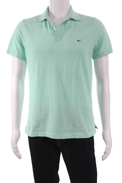 Vineyard Vines Mens Short Sleeve Collared Knit Polo Shirt Blue Cotton Size Small