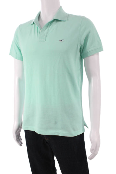Vineyard Vines Mens Short Sleeve Collared Knit Polo Shirt Blue Cotton Size Small