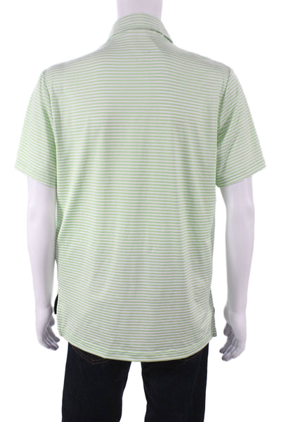 RLX Ralph Lauren Mens Short Sleeve Collared Striped Polo Shirt Green White Small