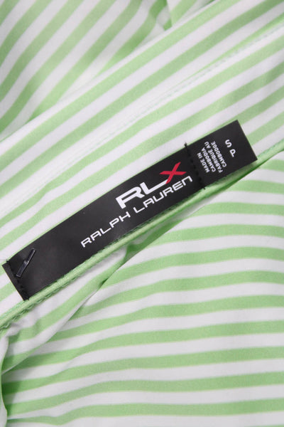 RLX Ralph Lauren Mens Short Sleeve Collared Striped Polo Shirt Green White Small