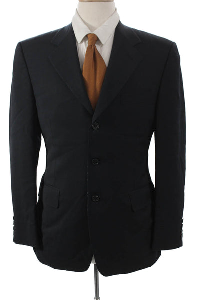 Canali Mens Black Solid Wool Blazer Size 40