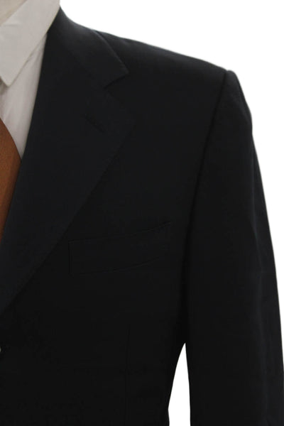 Canali Mens Black Solid Wool Blazer Size 40