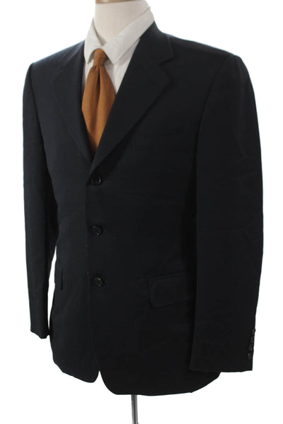 Canali Mens Black Solid Wool Blazer Size 40