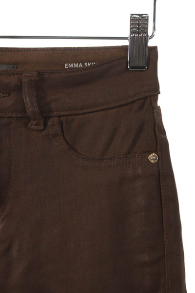 DL1961 Women Skinny Jeans Brown Cotton Blend Mid Rise Size 25