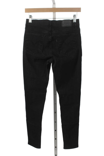 Levis Womens Black Skinny Jeans Cotton Blend Mid Rise Size 28