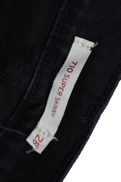 Levis Womens Black Skinny Jeans Cotton Blend Mid Rise Size 28