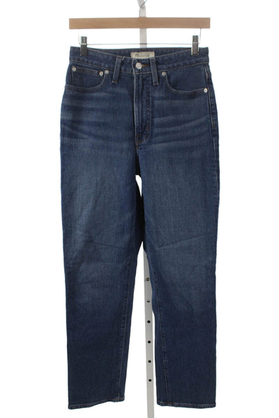 Madewell Womens Straight High Rise Blue Jeans Button Size 27