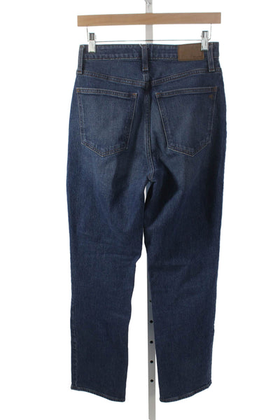 Madewell Womens Straight High Rise Blue Jeans Button Size 27