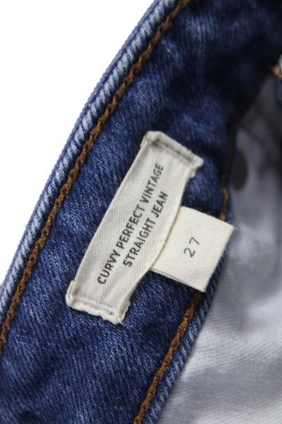Madewell Womens Straight High Rise Blue Jeans Button Size 27