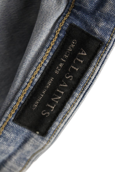 Allsaints Womens Ankle Jeans Blue Cotton Blend Button Size 28