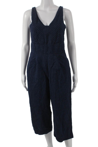 Banana Republic Women Blue Linen Sleeveless Jumpsuit Petite Size 2