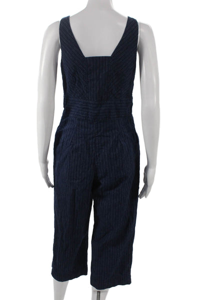 Banana Republic Women Blue Linen Sleeveless Jumpsuit Petite Size 2