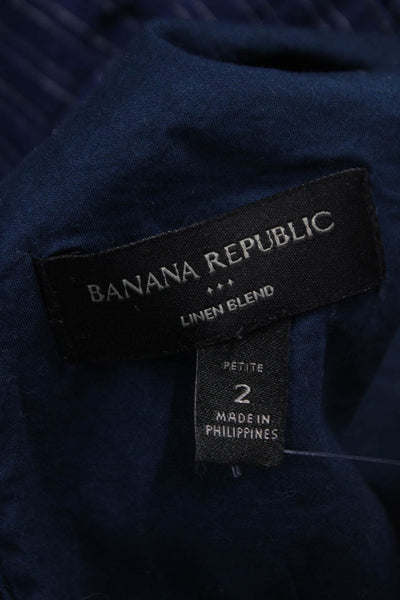 Banana Republic Women Blue Linen Sleeveless Jumpsuit Petite Size 2