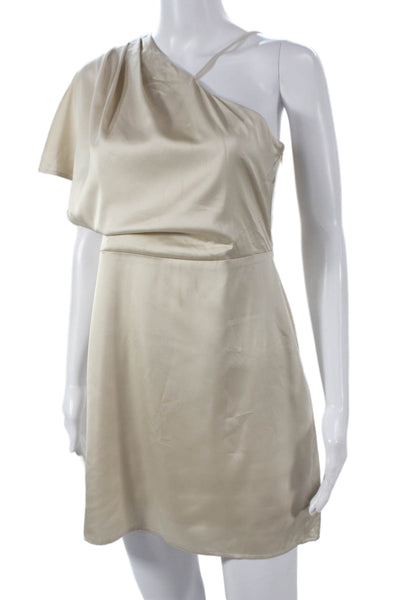 Banana Republic Women Sheath One Shoulder Sleeveless Beige Dress Petite Size 2