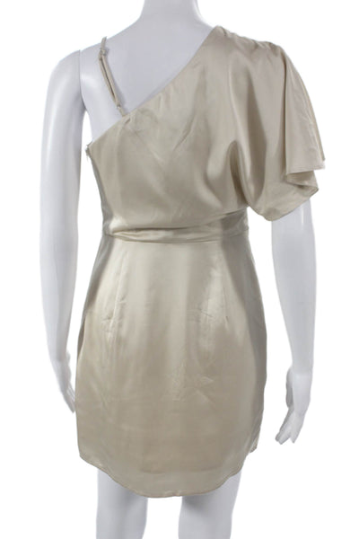 Banana Republic Women Sheath One Shoulder Sleeveless Beige Dress Petite Size 2