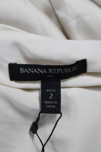 Banana Republic Women Sheath One Shoulder Sleeveless Beige Dress Petite Size 2
