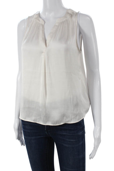 Banana Republic Women Ivory V-Neck Sleeveless Polyester Blouse Petite Size XS