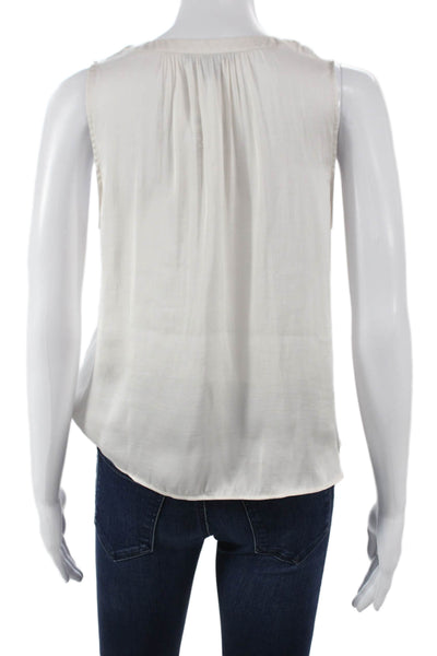 Banana Republic Women Ivory V-Neck Sleeveless Polyester Blouse Petite Size XS