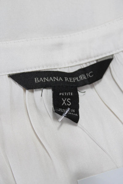 Banana Republic Women Ivory V-Neck Sleeveless Polyester Blouse Petite Size XS