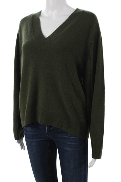 Madewell Women Cashmere V Neck Pullover Sweater Green Long Sleeve Size S