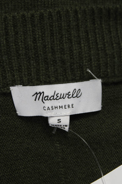 Madewell Women Cashmere V Neck Pullover Sweater Green Long Sleeve Size S