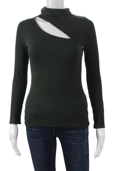 Saint + Sofia Womens Ribbed Knit Turtleneck Green Long Sleeve Size 4