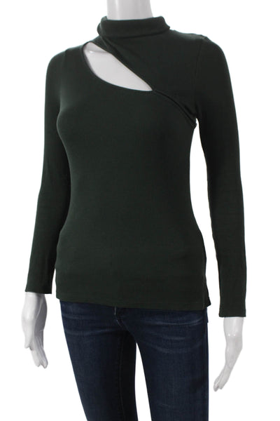 Saint + Sofia Womens Ribbed Knit Turtleneck Green Long Sleeve Size 4