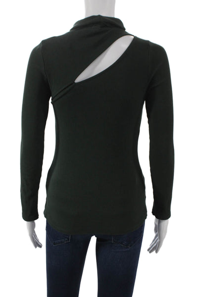 Saint + Sofia Womens Ribbed Knit Turtleneck Green Long Sleeve Size 4