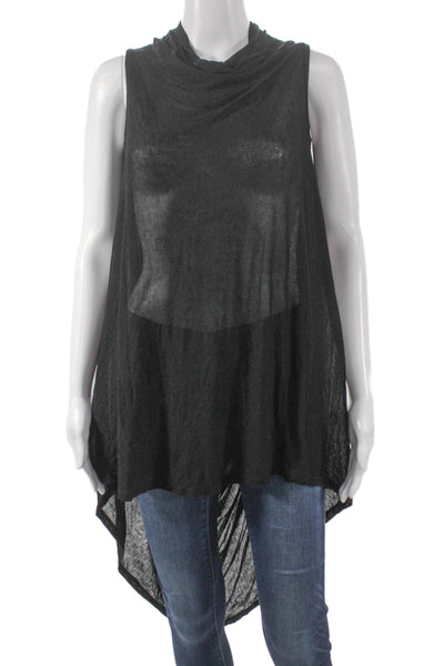 Marcella Women Tunic Black Viscose Cowl Neck Sleeveless Size XS