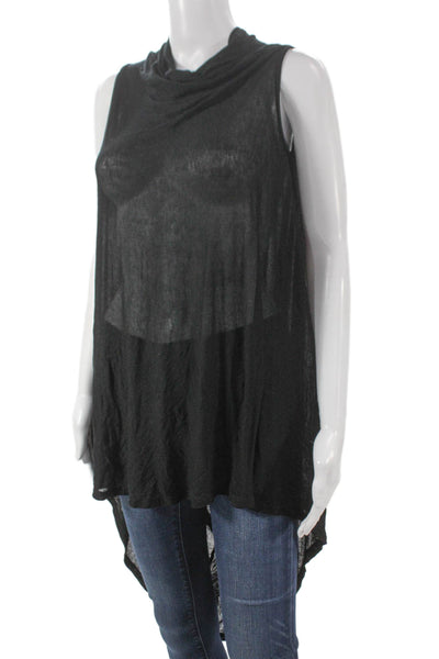 Marcella Women Tunic Black Viscose Cowl Neck Sleeveless Size XS