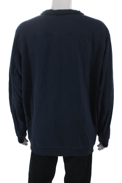Vineyard Vines Mens Pullover Sweatshirt Blue Mock Neck Zip Long Sleeve Size XL