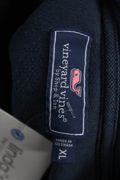 Vineyard Vines Mens Pullover Sweatshirt Blue Mock Neck Zip Long Sleeve Size XL