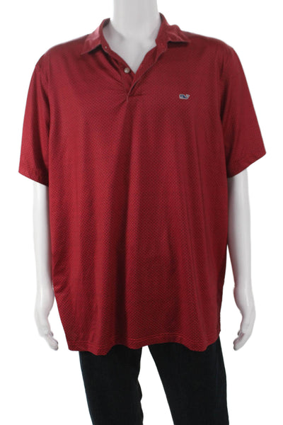 Vineyard Vines Mens Polo Shirt Red Graphic Collared Short Sleeve Size XL