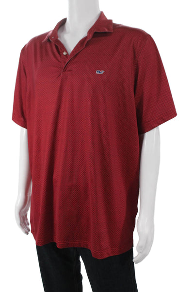 Vineyard Vines Mens Polo Shirt Red Graphic Collared Short Sleeve Size XL