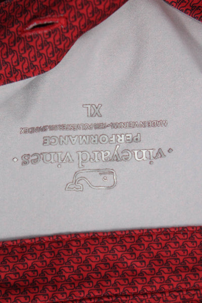 Vineyard Vines Mens Polo Shirt Red Graphic Collared Short Sleeve Size XL