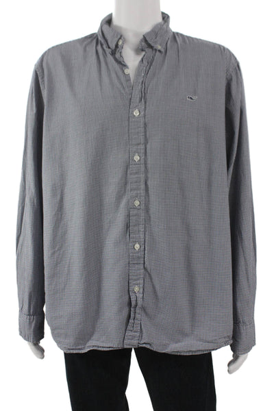 Vineyard Vines Mens Gingham Collar Long Sleeve Button Down Shirt Blue Size XXL