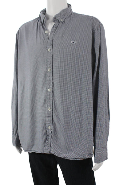 Vineyard Vines Mens Gingham Collar Long Sleeve Button Down Shirt Blue Size XXL