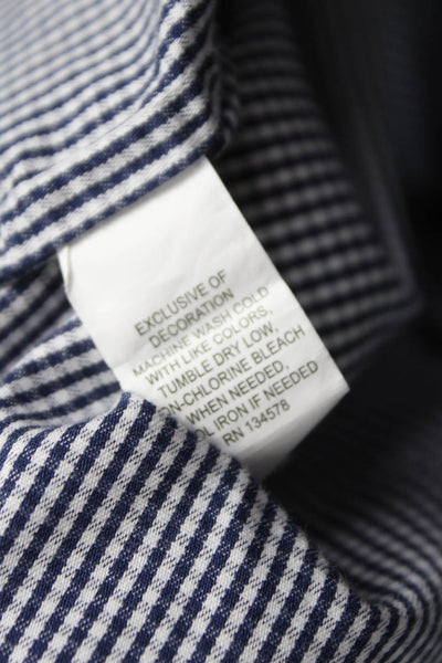 Vineyard Vines Mens Gingham Collar Long Sleeve Button Down Shirt Blue Size XXL