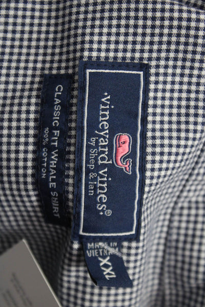 Vineyard Vines Mens Gingham Collar Long Sleeve Button Down Shirt Blue Size XXL