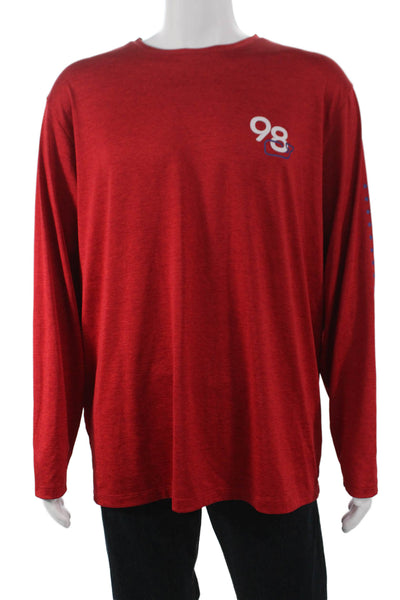 Vineyard Vines Mens Red Long Sleeve Graphic T-Shirt Polyester Crew Neck Size XL